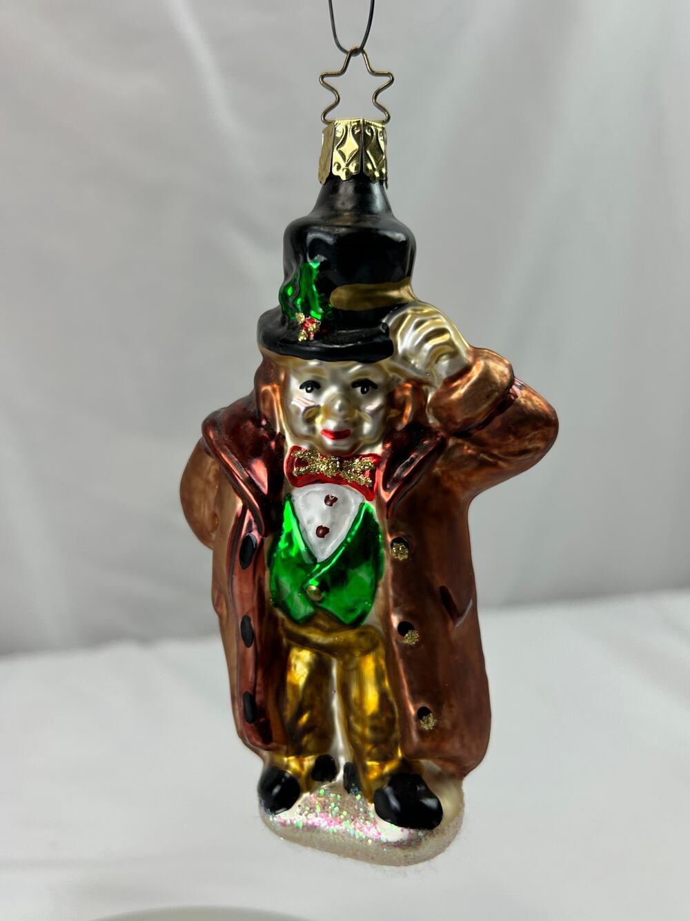 Inge-Glas Friendly Solicitor Dickens Christmas Carol Glass Ornament Germany 5"
